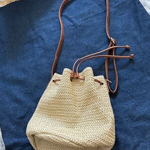 Montce Tan Woven Crossbody Bag